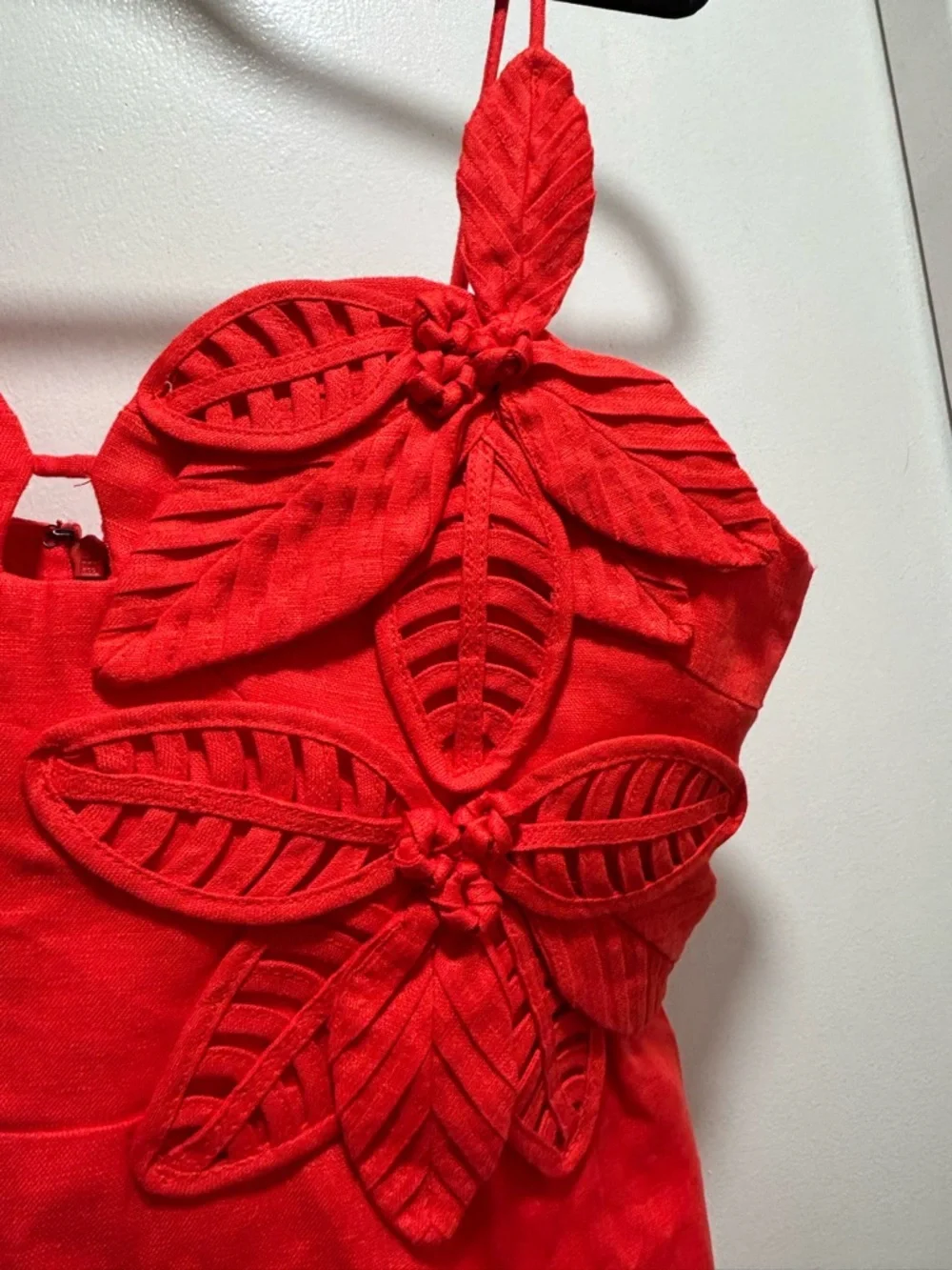FARM Rio Red Leaf-Applique Spaghetti Strap Mini Dress - Picture 5 of 13